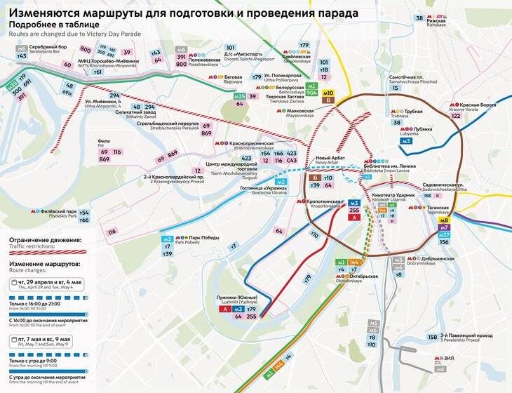 В День Победы 9 мая 2021 года в Москве перекроют часть центра и прилегающие улицы
