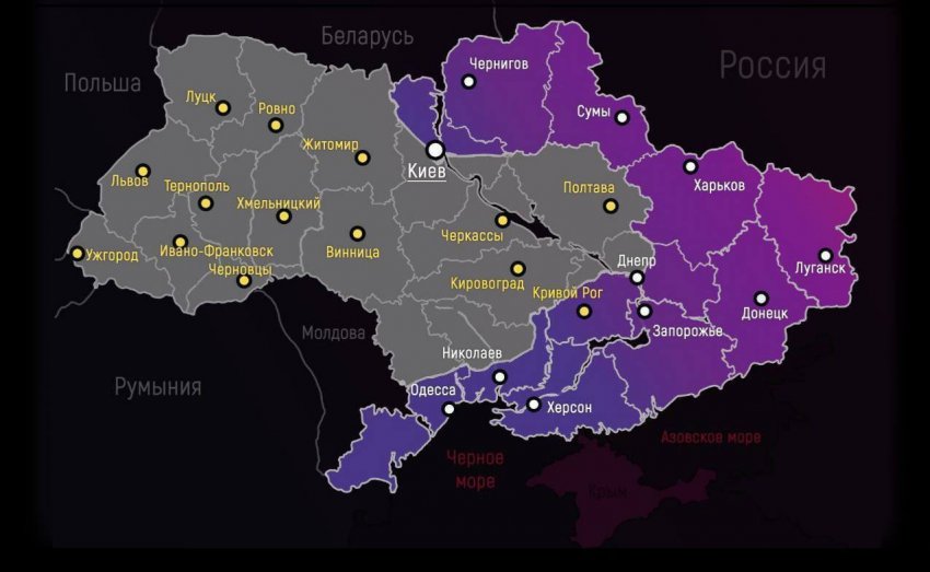 Представлена обновленная карта боевых действий на Украине по данным на сегодня, 16.03.2022