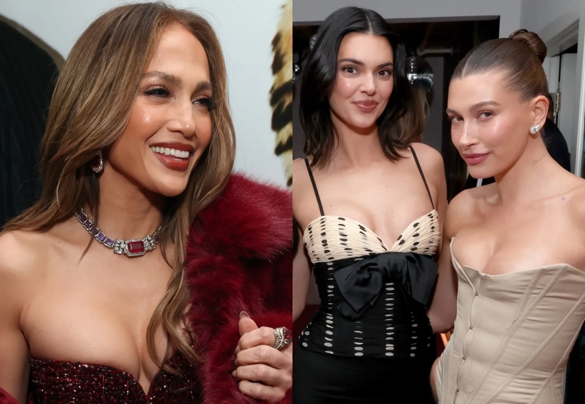 Эмма Стоун, Кендалл Дженнер, Хейли Бибер, Сидни Суини, Кейт Хадсон, Дженнифер Лопес и Синди Кроуфорд с дочерью на вечеринке в Голливуде